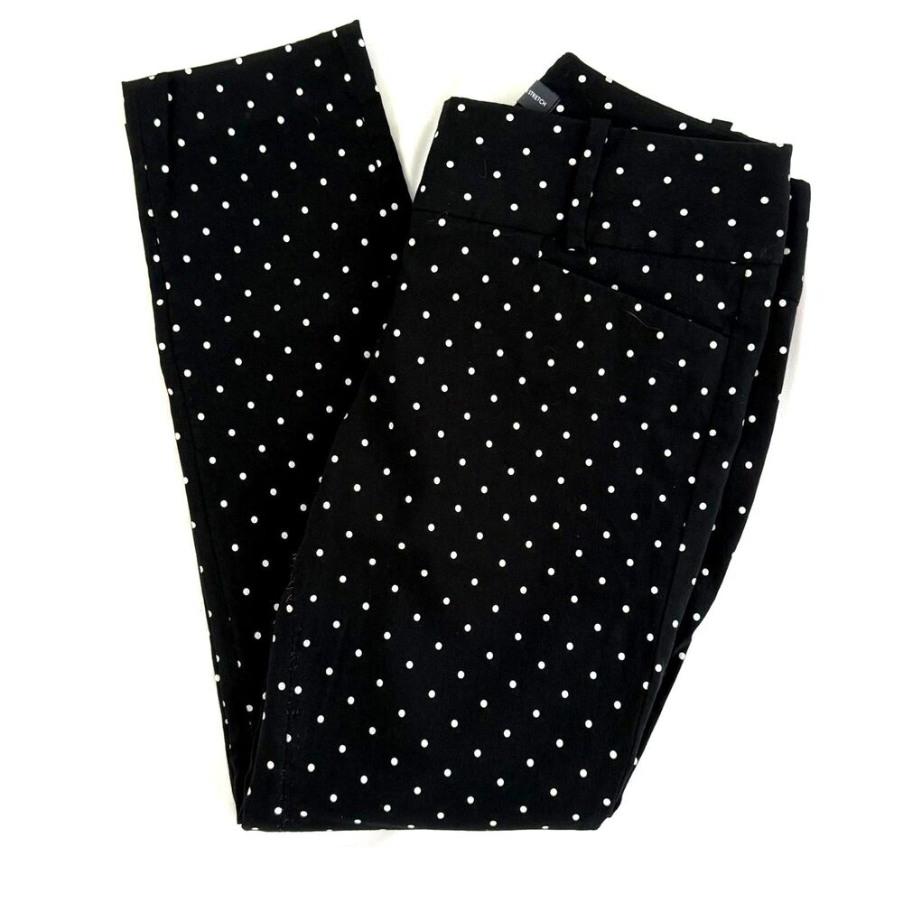 The Limited Women's Ideal Stretch Black White Polka Dot Slim Ankle Pants Size 4